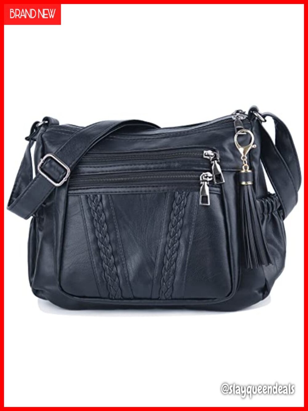 ELDA Soft PU Leather Crossbody Bag Multi Pocket Shoulder Purse